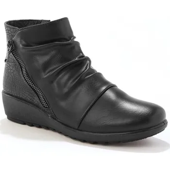 Dámská zimní obuv Kotníkové boty s efektem krokodýlí kůže, na klínové podrážce černá 40