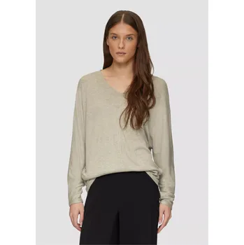 Dámské tričko s.Oliver dámský svetr s výstřihem do V šedo-béžový Velikost: 40