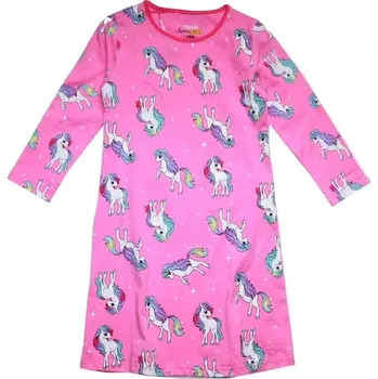 Dívčí noční košile dlouhý rukáv svítí ve tmě KONĚ 5856 růžová 511/33