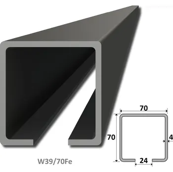 Stavební profil C profil 70x70x4mm čierny Fe, dĺžka 6m
