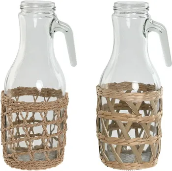 Sada džbánů Home ESPRIT Sklo Vlákna Přírodní (13,6 x 29,5 x 12 cm) (2 kusů)
