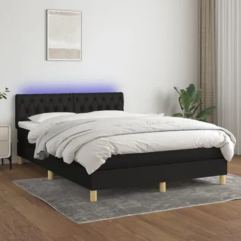 Postel vidaXL Box spring postel s matrací a LED 140x190 cm textil [3133953] Barva: Černá