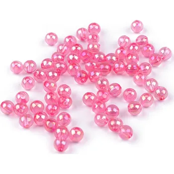 Dětské navlékací korálky Plastové korálky duhové Ø6 mm, malé, 4 růžová
