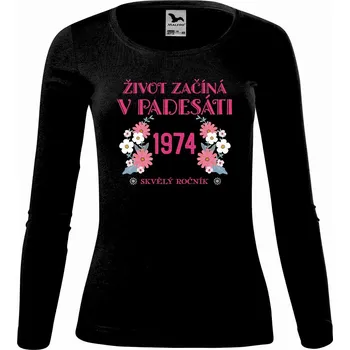 Dámské tričko DOBRÝ TRIKO Dámské bavlněné triko Život začíná v 50 Velikost: 3XL, Barva: Černá