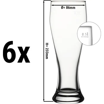 Sklenice G.Gastro (6 Kusů) Pohár na pivo - 655 cc - kalibrace 0,5L