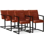 vidaXL Marketos Jídelní židle 6 ks hnědé pravá kůže