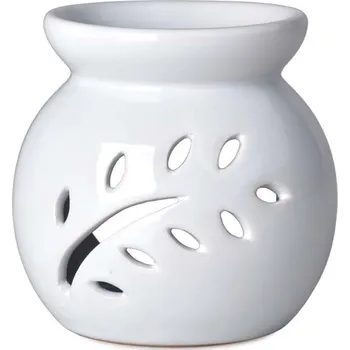 Aroma lampa Aromalampa keramická bílá 91x90mm s motivem listu