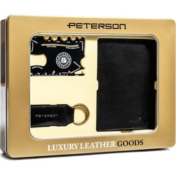 Peněženka Kožená pánská dárková peněženka s klíčenkou a kartou přežití