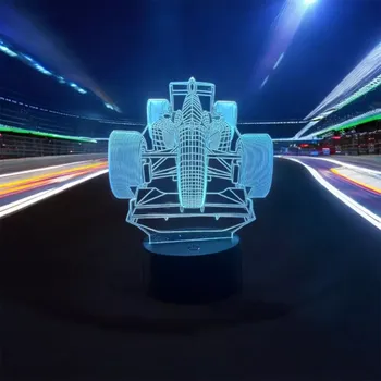 Lampička 3D LED noční lampička formule – optická iluze závodního auta (3D efekt s LED podsvícením ve 7 barvách)