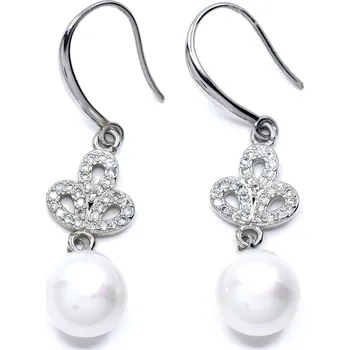 Náušnice Stříbrné visací náušnice s perlou Kathleen