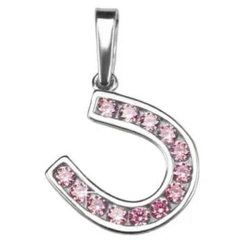 Přívěsek Přívěsek podkova obrácená s růžovými zirkony z pravého stříbra CZ