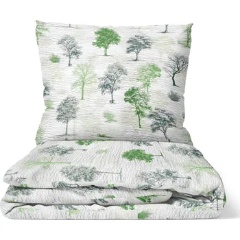 Povlečení DARRÉ Krepové povlečení Stíny stromů - zelené Velikost: 140 x 220 + 70 x 90
