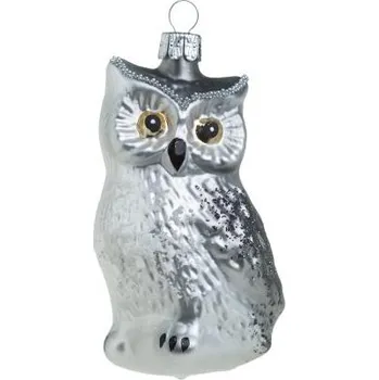 Vánoční ozdoba Koulier Skleněné vánoční ozdoby sada - Sova Rozárka stříbrná, 1 ks