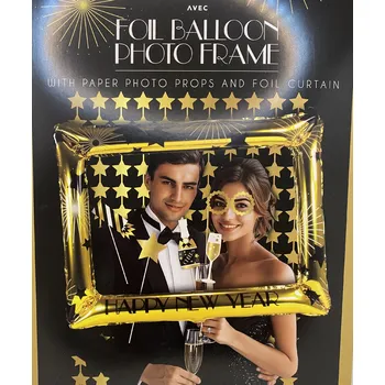 Party dekorace Rekvizity HNY do fotokoutku s rámem a závěsem 12ks
