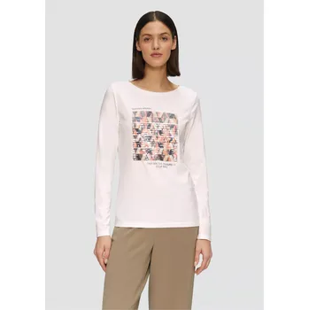 Dámské tričko s.Oliver dámské triko se vzorem a flitry off white Velikost: 42