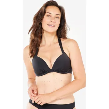Dámské plavky DECATHLON Dámské plavky horní díl Elena s push-up efektem a všitými vycpávkami černý 80C ČERNÁ