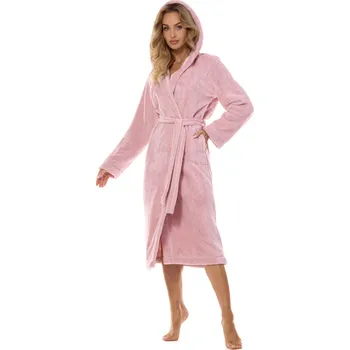 Dámské noční prádlo Župan L&L NIGHT dámský s kapucí a vyšívanými hvězdami, onyx L i170_5903672833653