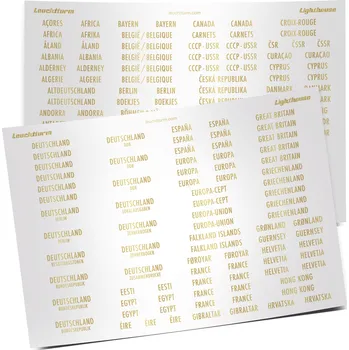 Sběratelství Leuchtturm Etikety zemí se zlatým písmem, 6 stran