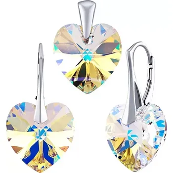 Souprava šperků Stříbrná souprava vyrobena s CRYSTALLIZED™ SRDCE 14x14mm LSW069S