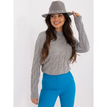 Dámský svetr Jemný svetr s copánky Wool Fashion Italia šedý EU velikost: Univerzální