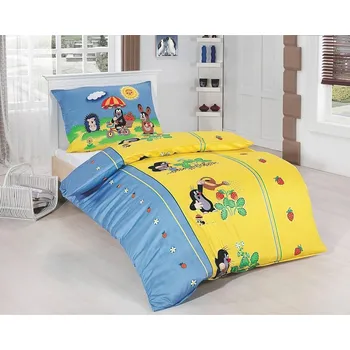 Povlečení Matějovský Krtek a jahůdky 90 x 130, 40 x 60 cm zipový uzávěr