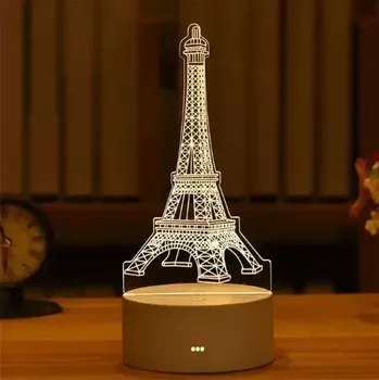 Lampička Hologramová 3D LED lampička Eiffelovka – světlo s nádechem Paříže (Kouzelná dekorace s ikonickým pařížským motivem)