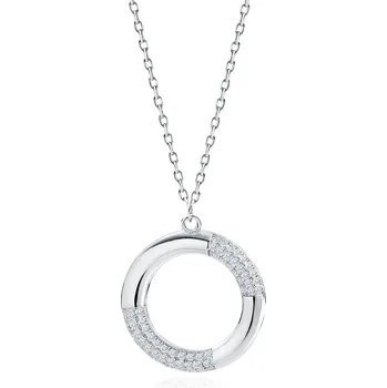 Náhrdelník stříbrný náhrdelník KRUH průhledná