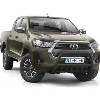Tuning Ochranný rám "A" s příčkou a nápravnicí ČERNÝ - Toyota Hilux (2021 -)