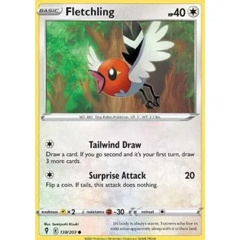 Volný čas Pokémon EVS 138/203 Fletchling - Evolving Skies Stav: Near Mint, Verze: NORMAL