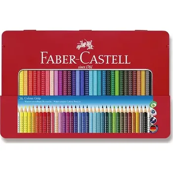 Pastelka Pastelky Faber-Castell akvarelové GRIP 36 barev v plechové krabičce