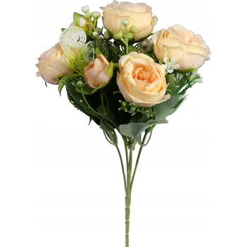 umělá květina Kytice 5 Umělých Pivoňek Krémová Dekorace Ozdoba Do Květináče Na Balkon