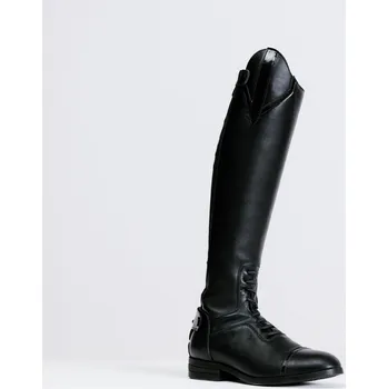 Jezdecká obuv FOUGANZA Dámské vysoké jezdecké boty kožené 900 40 - S / Krátké ČERNÁ