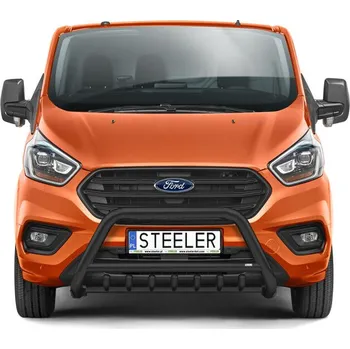 Tuning Ochranný rám "A" s příčkou a nápravnicí ČERNÝ - Ford Transit Custom (2018 - 2023)