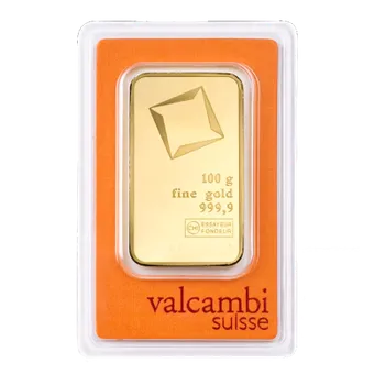 Zlatý slitek 100 g Valcambi ražený