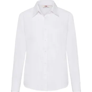 Pánské tričko FRUIT OF THE LOOM F17•LADIES LONG SLEEVE POPLIN SHIRT Fruit of the Loom bílá 3072070
