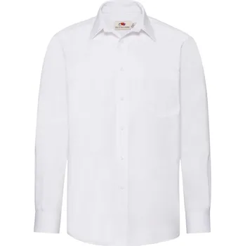 Pánské tričko FRUIT OF THE LOOM F13•LONG SLEEVE POPLIN SHIRT Fruit of the Loom bílá 3068098