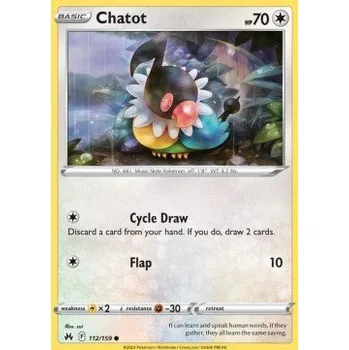 Sběratelská karetní hra Pokémon CRZ 112/159 Chatot - Crown Zenith Stav: Near Mint, Verze: NORMAL
