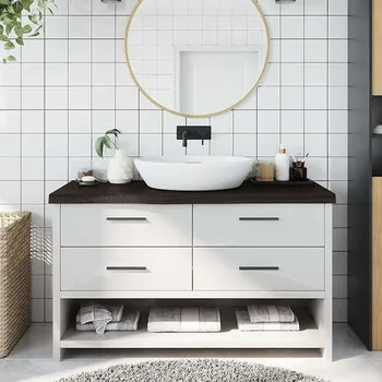 Deska pod umyvadlo vidaXL Koupelnová deska 100x40x(2-6) cm ošetřený masiv [3156034] Barva: tmavě hnědá