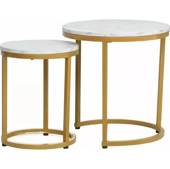 Konferenční stolek Signal Konferenční stolek HOLA | zlatá, bílá