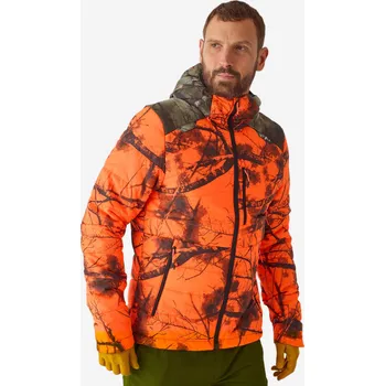 SOLOGNAC Lovecká prošívaná bunda 900 skladná maskování Treemetic fluorescenční S ORANŽOVÁ