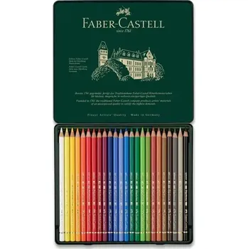Kresba Umělecké pastelky Faber-Castell Polychromos sada 24 barev v plechové krabičce