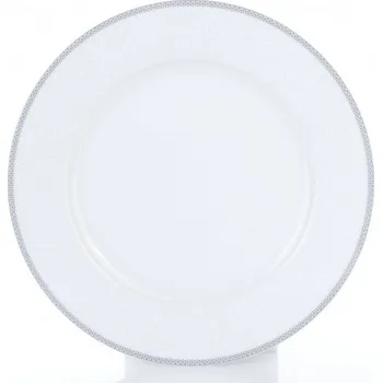 Stolování Thun 1794 Opal, talíř mělký, 27, porcelán, bílá krajka, šedý lem, Thun