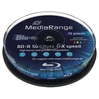 Blu-ray film MEDIARANGE BD-R BLU-RAY 50GB 6x DoubleLayer PRINTABLE spindl 10pck/bal - BRMR509
