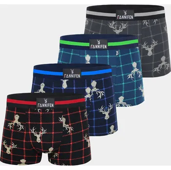 Pánské spodní prádlo FANNIFEN Pánské bavlněné boxerky JELEN G5116A - 4 ks v balení L