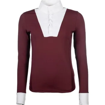 Jezdectví Závodní triko Virginia HKM dlouhý rukáv, vínová, L