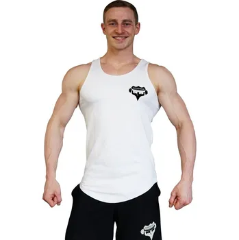 Pánské tílko Tílko Superhuman malé logo - oblé/bílé Bílá L černý