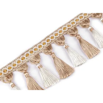 Prýmek / třásně šíře 11 cm, barva 5 krémová