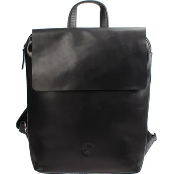 Městský batoh Černý městský kožený batoh Divoký býk