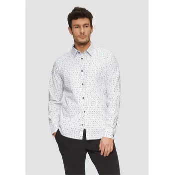 Pánská košile s.Oliver pánská slim fit košile s dlouhým rukávem bílá Velikost: M