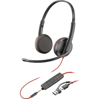 Sluchátka HP Poly Blackwire C3225 Headset uzavřená (Over Ear) kabelová stereo černá headset, regulace hlasitosti, Vypnutí zvuku mikrofonu Počítače